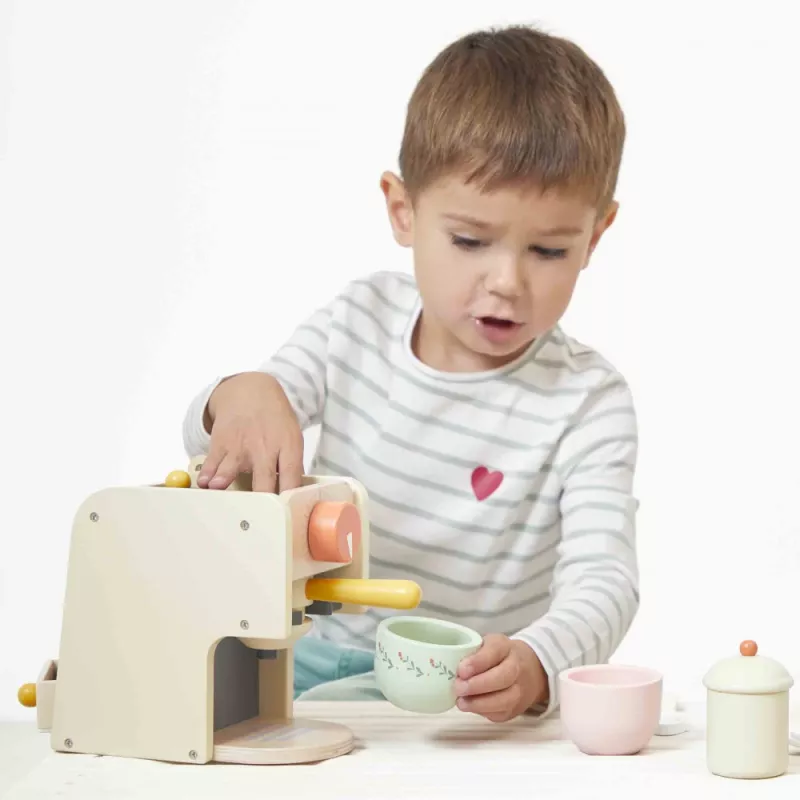 Janod houten espressomachine met accessoires Shiny Grandma 3+