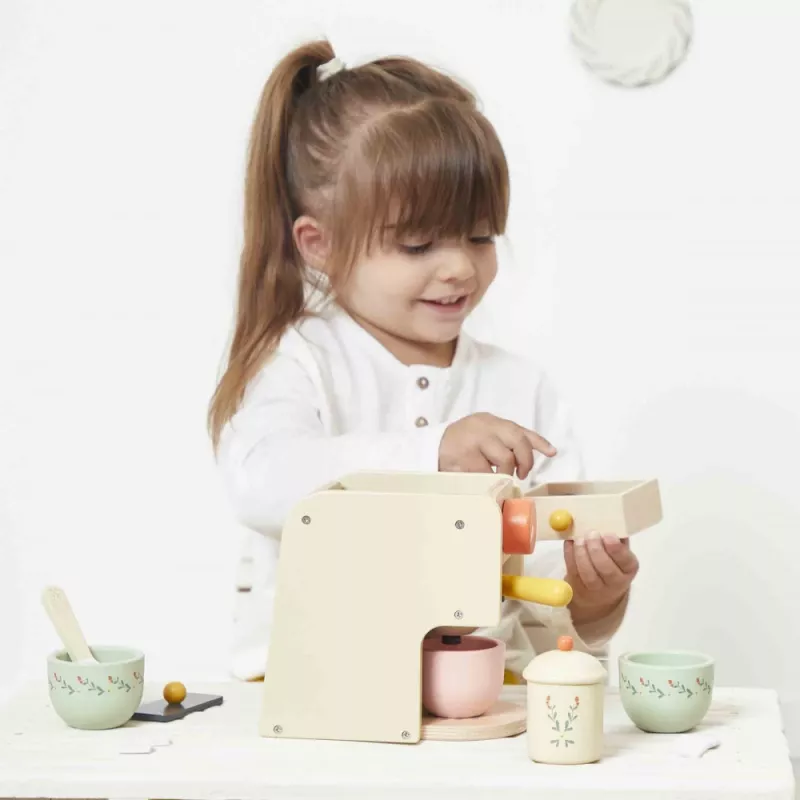Janod houten espressomachine met accessoires Shiny Grandma 3+