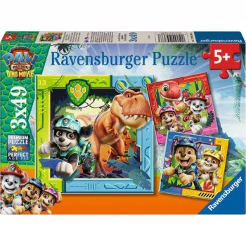 RAVENSBURGER kinderpuzzel PAW Patrol 3 Dino Movie (3 x 49 stukjes)