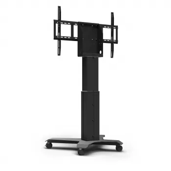 Kindermann DisplayLift² Mobile X-voet elektrische gemotoriseerde tv-wagen voor 42-98 inch displays, 150 kg draagvermogen, zwart/zilver
