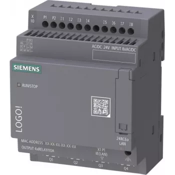 Siemens LOGO! 24 RCEo 6ED1052-2HB08-0BA3 logische module, 24V AC/DC, 8 DI/4 AI/4 DQ relais, geen display, Ethernet