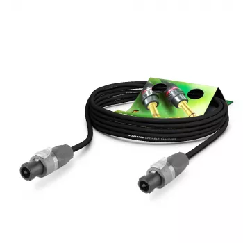 Sommer Cable Meridian luidsprekerkabel, 2 x 2,50 mm², speakON 2-pol. naar speakON 2-pol., NEUTRIK, zwart, 1 m (ME25-225-0100-SW)