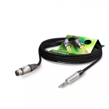 Sommer Cable Stage 22 Highflex microfoonkabel, 2 x 0,22 mm², XLR-bus 3-pol. naar 6,3-mm-stereojackstekker, NEUTRIK, zwart, 1 m (SGN5-0100-SW)