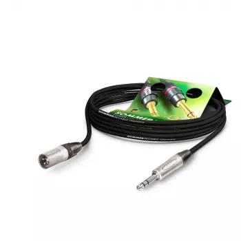 Sommer Cable Stage 22 Highflex microfoonkabel, 2 x 0,22 mm², XLR-stekker 3-pol. naar 6,3-mm stereoklinkstekker, NEUTRIK, zwart, 1 m (SGN4-0100-SW)