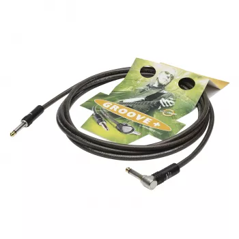 Sommer Cable SC-Spirit XXL instrumentkabel, 1 x 0,75 mm², 6,3-mm-monojackstekker naar 6,3-mm-monojackstekker 90° (NOISEFREE), HICON, zwart-transparant, 3 m (SX3C-0300)