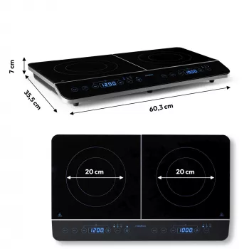 MEDION LIFE dubbele inductiekookplaat MD 15324 (zwart, 3500 watt, 2x Ø 20 cm)