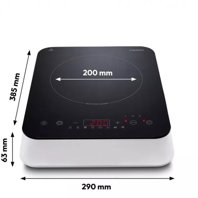 MEDION LIFE inductiekookplaat MD 18490 (zwart/wit, 2000 watt)