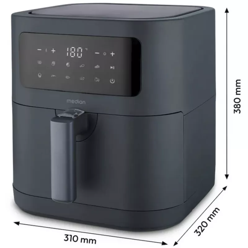 MEDION Life MD 11740 E40 XL heteluchtfriteuse, grijs, 2150 W, 5,2 L mand