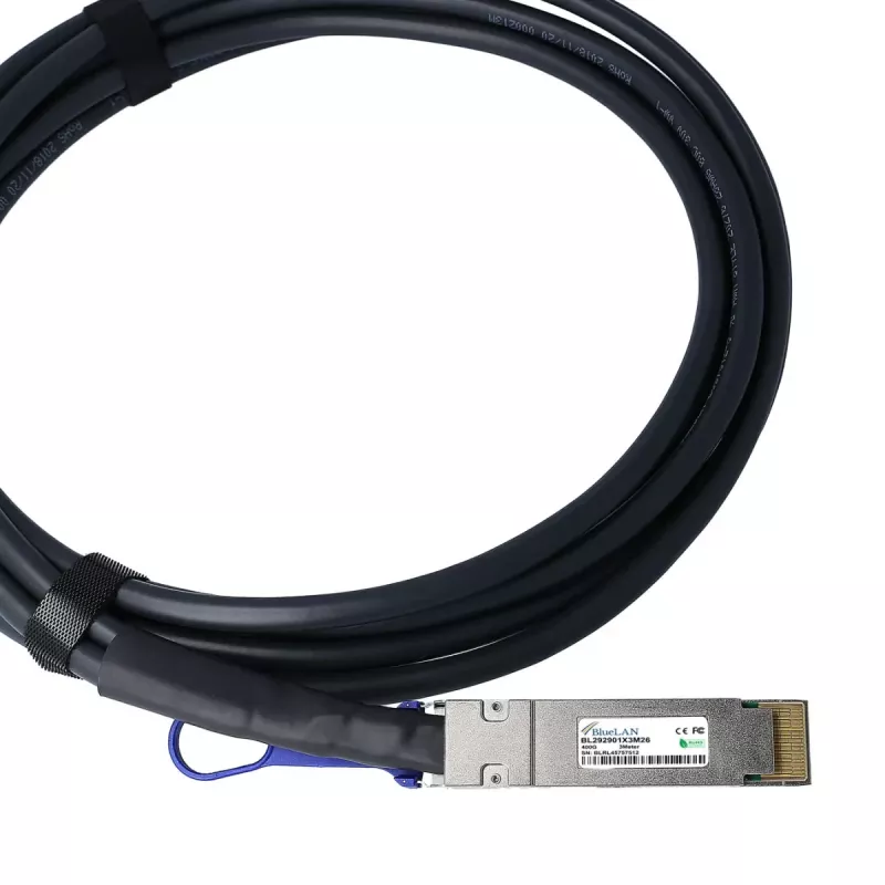 BlueOptics Fortinet FN-CABLE-QSFPDD-DAC-02 Compatible BlueLAN BL292901X2M26 QSFP-DD Direct Attach Copper-kabel, 400GBASE-CR4, 26 AWG, 2 meter
