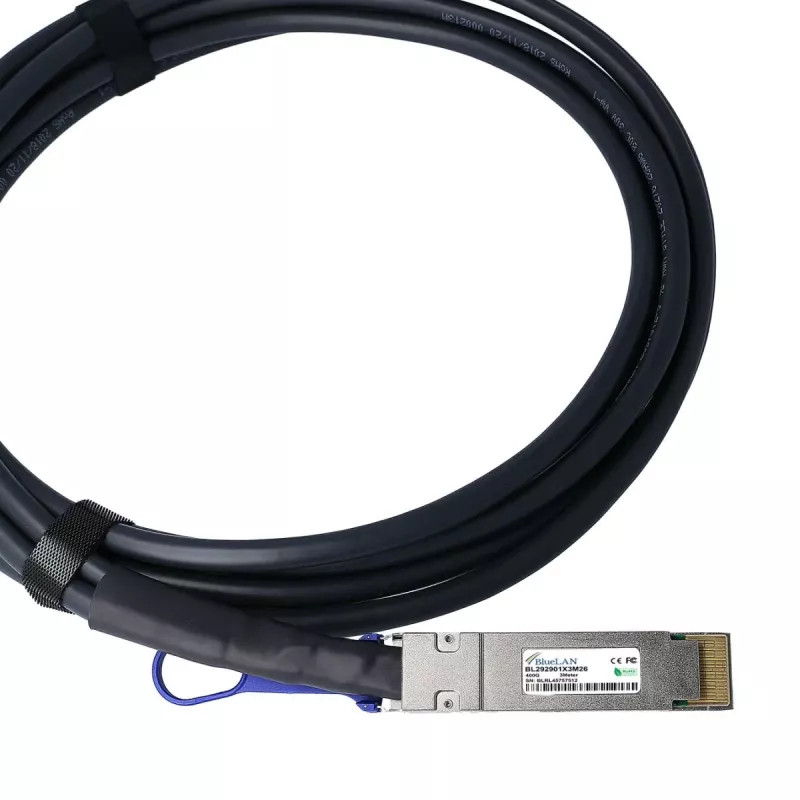 BlueOptics Fortinet FN-CABLE-QSFPDD-DAC-02 Compatible BlueLAN BL292901X2M26 QSFP-DD Direct Attach Copper-kabel, 400GBASE-CR4, 26 AWG, 2 meter