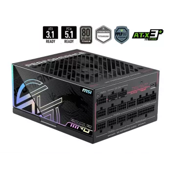 MSI MPG Ai1300TS PCIE5 1300W ATX 3.0 80 PLUS Gold Full Modulaire Voeding, Zwart
