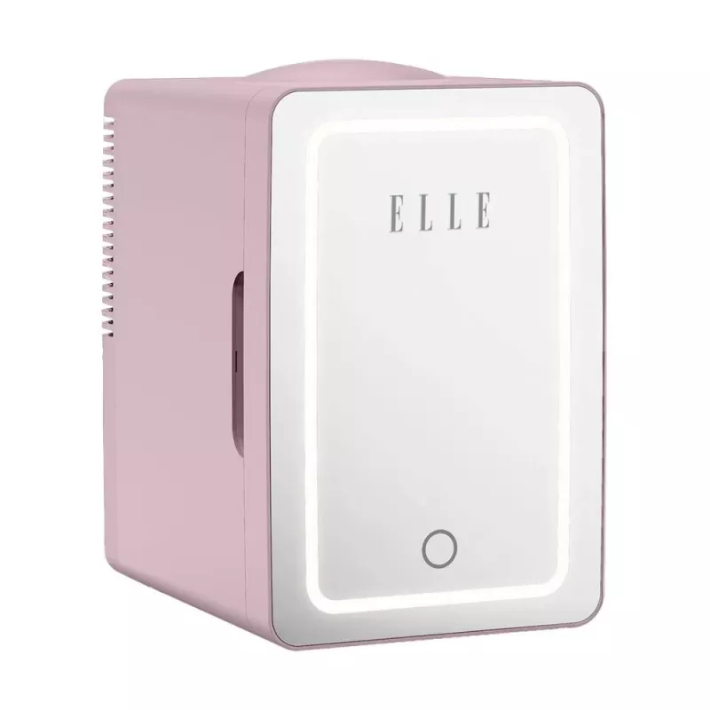 ELLE Home ESDAF01PUEU mini-koelkast met LED-schminkspiegel 6L paars