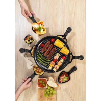 Giles & Posner EK4511GV2VDE tafel-raclettegrill 1200 W 8 personen zwart/zilver