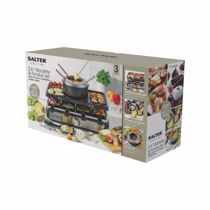 Salter EK4513VDE 2 in 1 raclette & fondueset