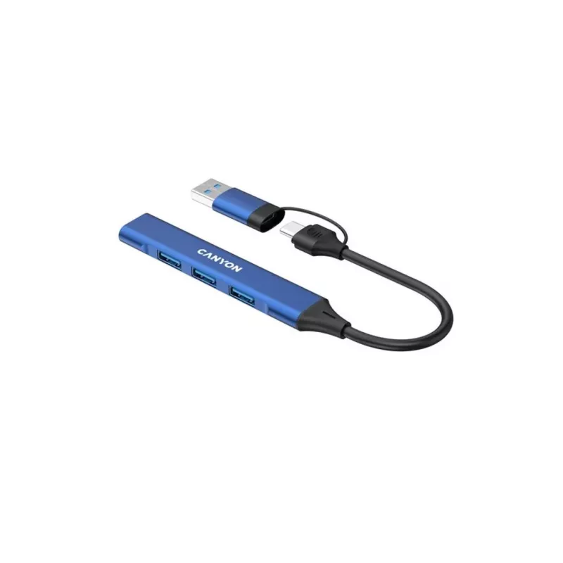 CANYON DS-02 4-in-1 USB-A/C Hub Blauw