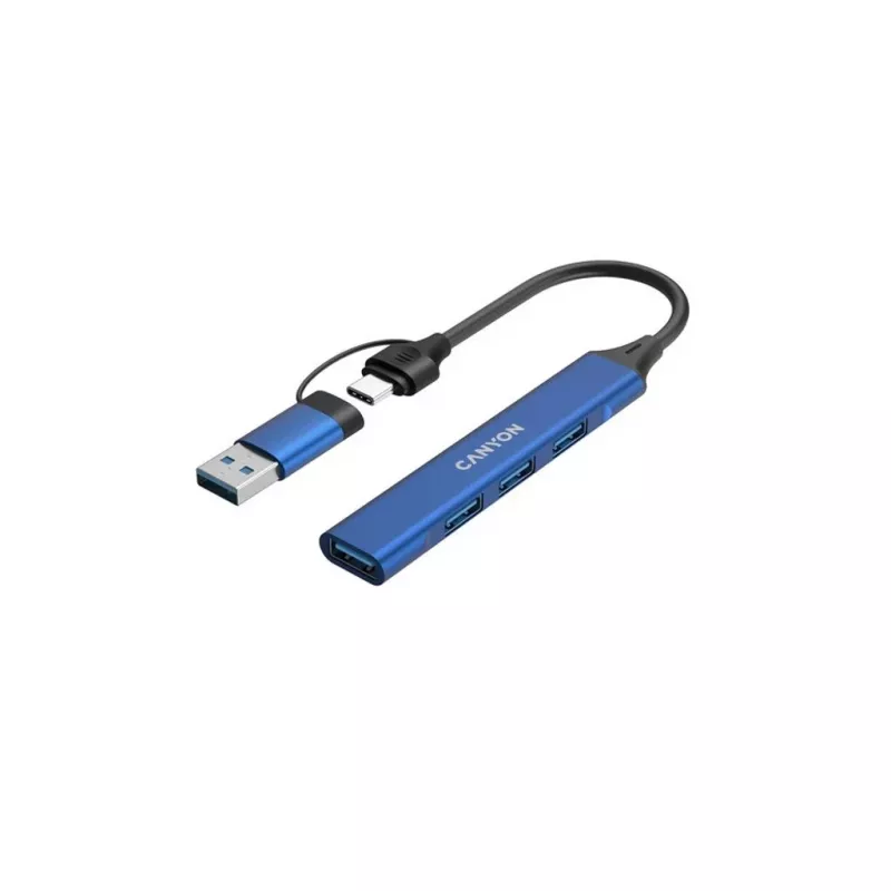 CANYON DS-02 4-in-1 USB-A/C Hub Blauw