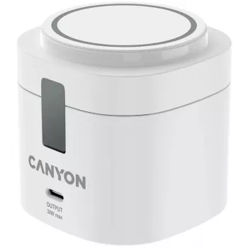 Canyon 4 in 1 draadloos oplaadstation, 30W max, afmetingen: 70x70x70,3mm, gewicht: 414g, met 1M kabel, wit