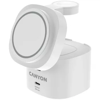 Canyon 4 in 1 draadloos oplaadstation, 30W max, afmetingen: 70x70x70,3mm, gewicht: 414g, met 1M kabel, wit
