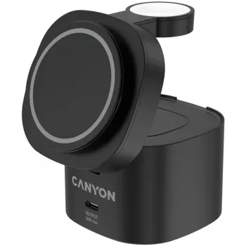 Canyon 4 in 1 draadloos oplaadstation, 30W max, afmetingen: 70x70x70,3mm, gewicht: 414g, met 1M kabel, zwart