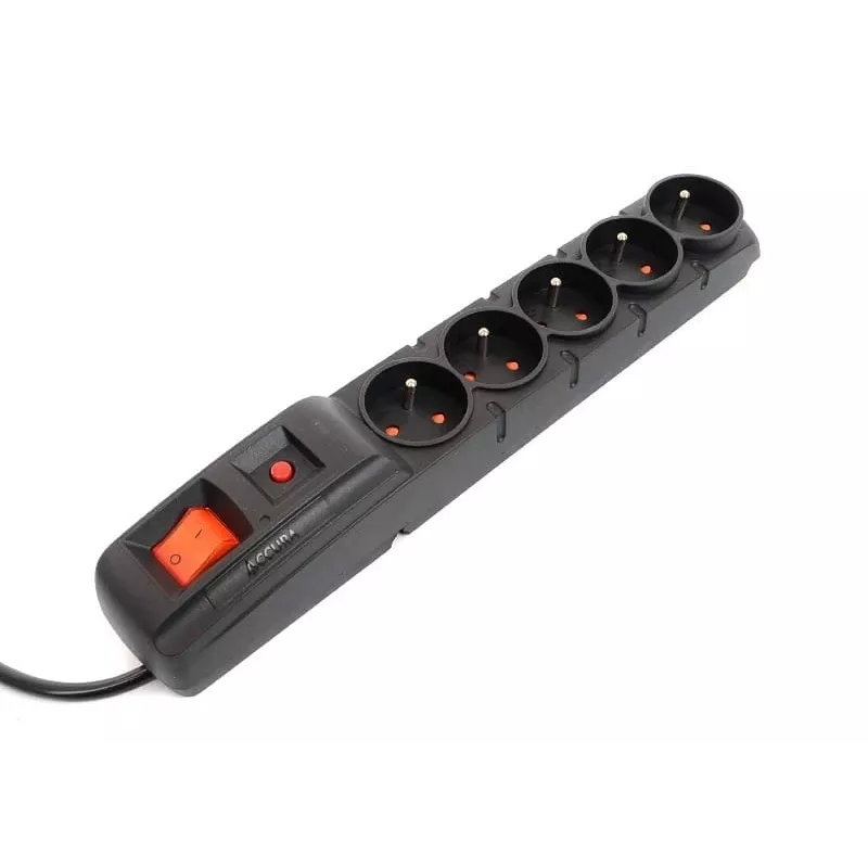 Accura Premium Crown overspanningsbeveiliging 5 stopcontacten 5,0 m zwart