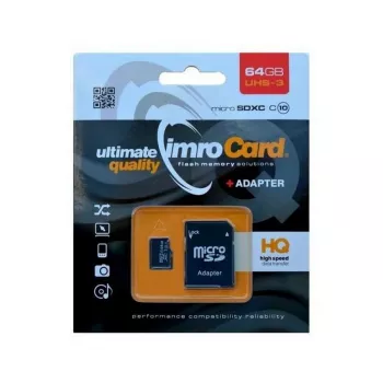 Imro microSDXC 64GB geheugenkaart + SD-adapter UHS-I U3 V30