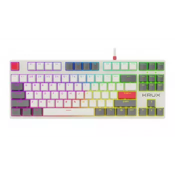 KRUX ATAX PRO RGB Creator Retro Gateron Yellow Pro mechanisch toetsenbord (TKL, 87 toetsen, hot-swappable, USB-C, PBT double-shot keycaps, per-key RGB)