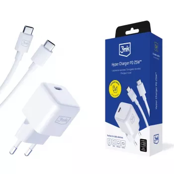 3MK Hyper Charger PD 25W + 1x USB-C naar USB-C kabel