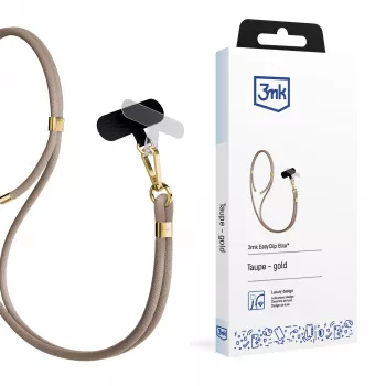 3mk EasyClip Elite telefoonkoord, nylon/zinklegering, Taupe (Gold)