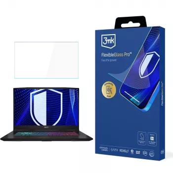 3MK PROTECTION FlexibleGlass Pro displayschermfolie voor MSI Katana 17,3 inch laptop (tot 19) - 0,3 mm hybrideglas, 7H hardheid, anti-vingerafdruk, blaasvrij