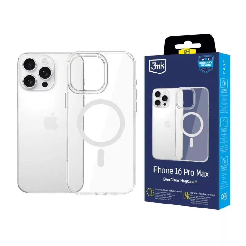 3MK EverClear MagCase achterkantcover voor Apple iPhone 16 Pro Max - transparant