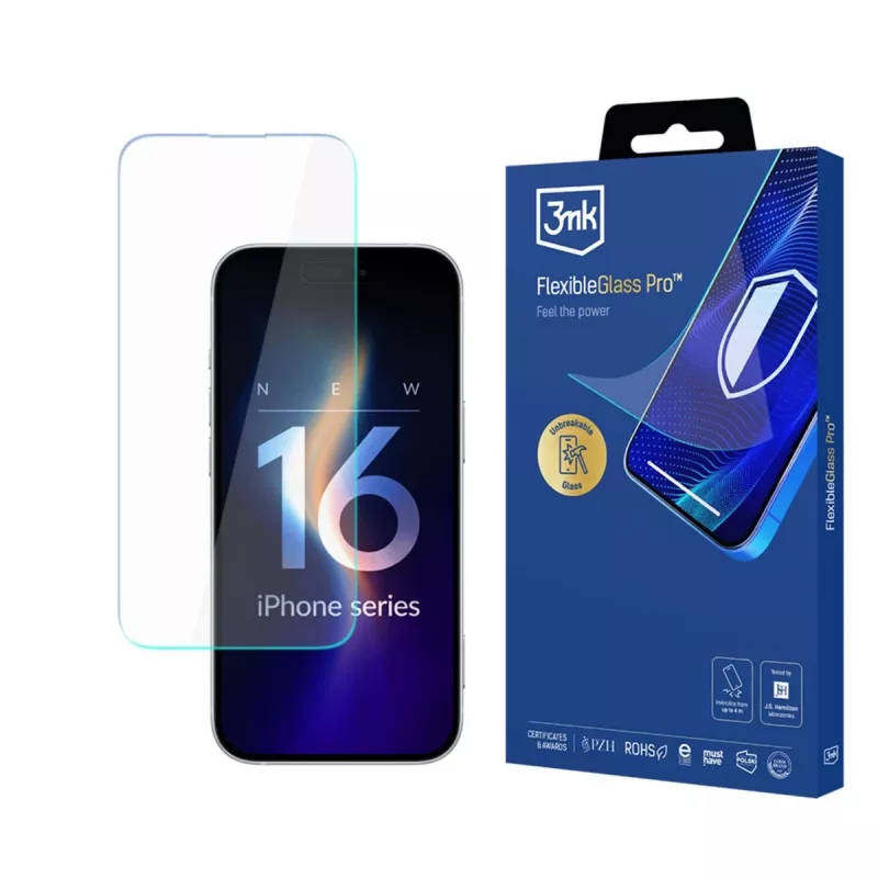 3MK FlexibleGlass Pro hybride glazen screenprotector voor Apple iPhone 16 Pro