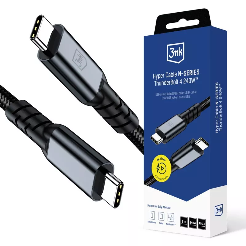 3mk Hyper N-SERIES Thunderbolt 4 240W 40Gb/s 8K60Hz 48V/5A zwart 1m