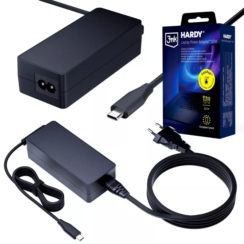 3MK HARDY laptopvoeding 65W USB-C 3,2m zwart