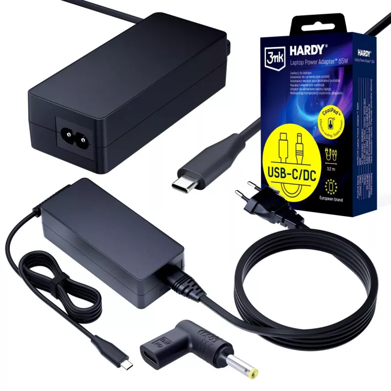 3MK PROTECTION 65W universele laptopvoedingsadapter 20V USB-C/DC 4.0x1.7mm - 3mk Hardy