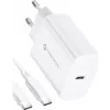 FORCELL F-ENERGY TFK-TC-25WPD USB-C-wandoplader 25W PD QC 3.0 met USB-C-naar-USB-C-kabel 3A wit
