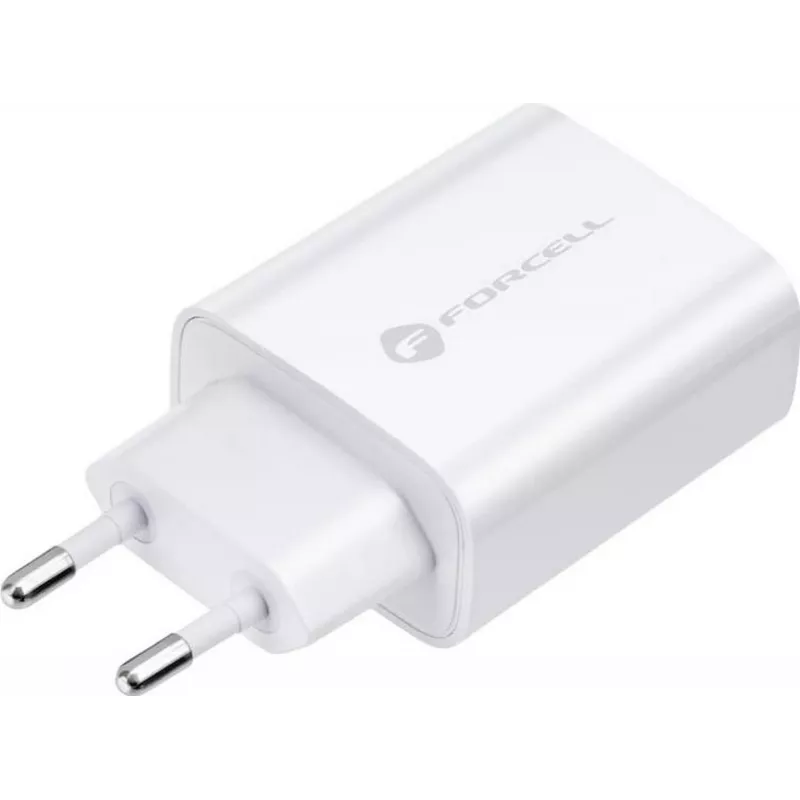 FORCELL F-ENERGY TFK-TC-25WPD USB-C-wandoplader 25W PD QC 3.0 met USB-C-naar-USB-C-kabel 3A wit