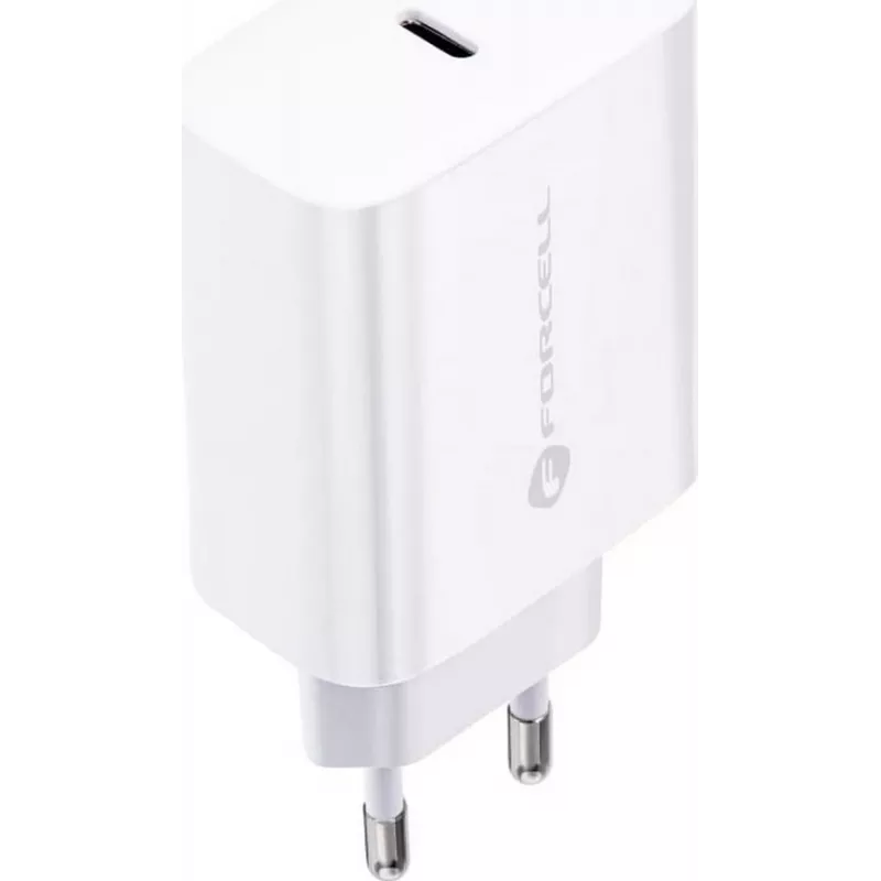 FORCELL F-ENERGY TFK-TC-25WPD USB-C-wandoplader 25W PD QC 3.0 met USB-C-naar-USB-C-kabel 3A wit
