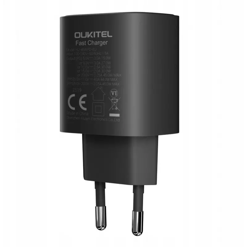 OUKITEL 45W USB-C PD snellader EU-stekker zwart