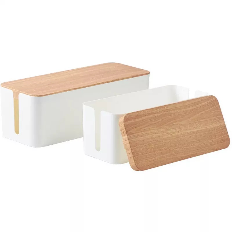 MOZOS KBO-LW-WOOD bamboe kabelmanagementbox voor stekkerdozen, natuurlijk hout