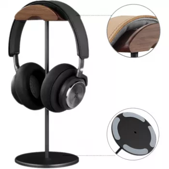 MOZOS HS Supreme hoofdtelefoonstandaard voor over-ear koptelefoons - walnoot en metaal