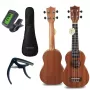 MOZOS GECKO Sopraan-ukuleleset – natuurhout, 12 frets, nylonsnaren, incl. gigbag, stemapparaat, plectrums, draagband, reservesnaren, reinigingsdoek