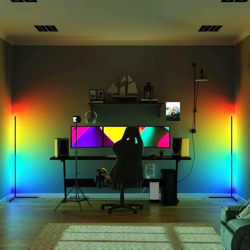 MOZOS LC-RGB LED-hoekvloerlamp wit