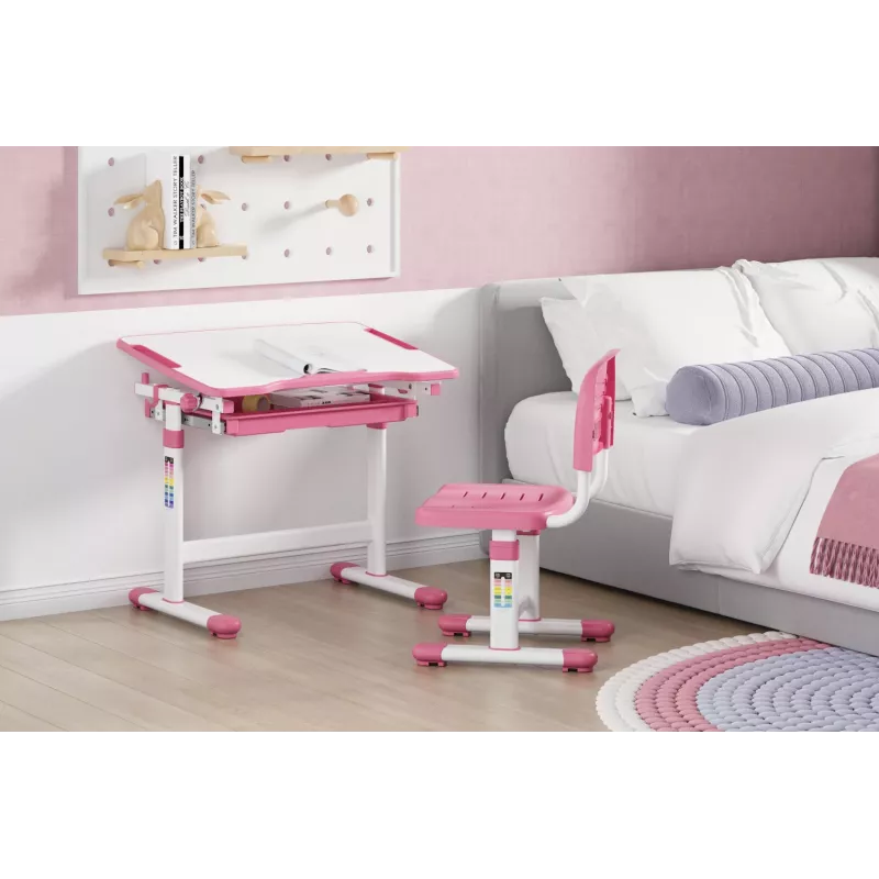 MOZOS DC-SET Verstelbaar bureau- en stoelset roze
