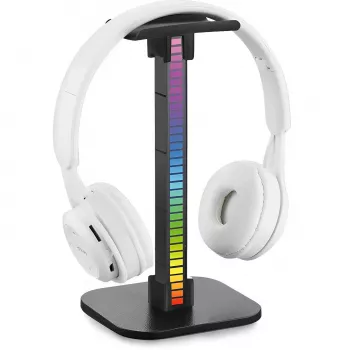 MOZOS D11 RGB LED-hoofdtelefoonstandaard met USB-hub en audioaansluiting