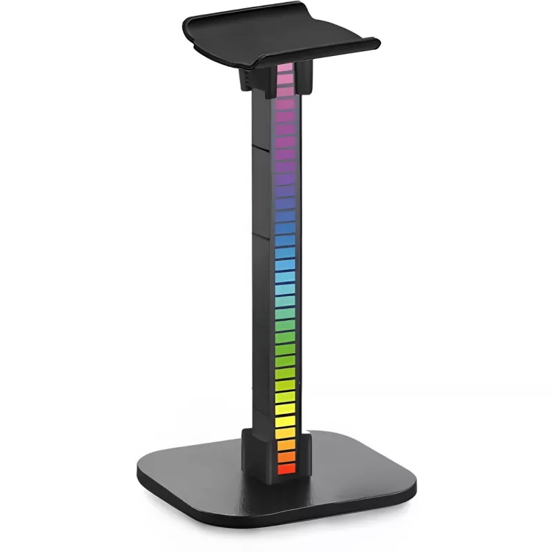 MOZOS D11 RGB LED-hoofdtelefoonstandaard met USB-hub en audioaansluiting