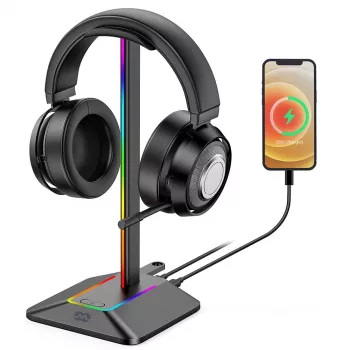 MOZOS D12 RGB LED-hoofdtelefoonstandaard voor over-ear-hoofdtelefoons