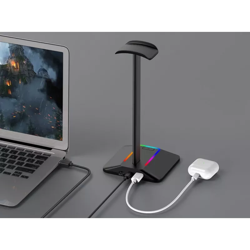 MOZOS D12 RGB LED-hoofdtelefoonstandaard voor over-ear-hoofdtelefoons