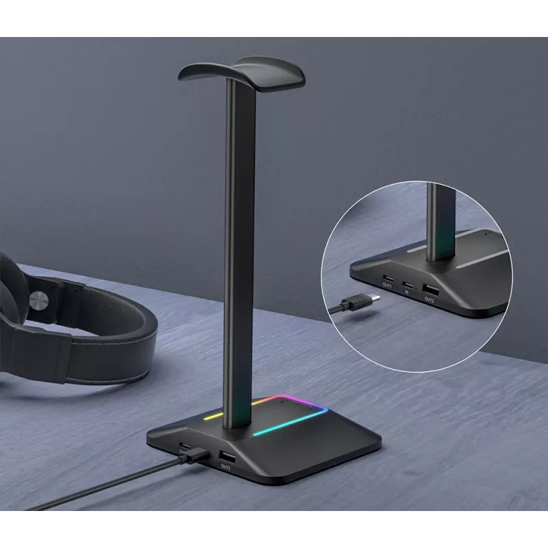MOZOS D12 RGB LED-hoofdtelefoonstandaard voor over-ear-hoofdtelefoons