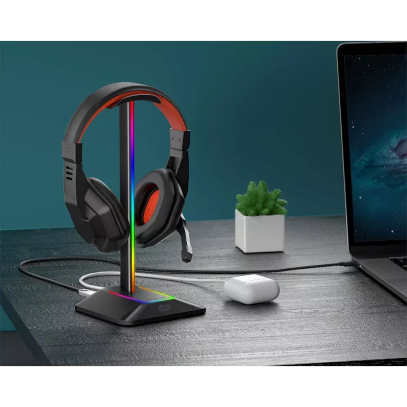 MOZOS D12 RGB LED-hoofdtelefoonstandaard voor over-ear-hoofdtelefoons