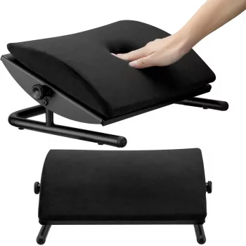 MOZOS FS3 ergonomische voetsteun voor kantoor, zwart, in hoogte verstelbaar 110-170 mm, kanteling tot 30°, antislip oppervlak